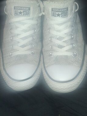 Converse Kids Low Top Sneakers - Silver Glitter
